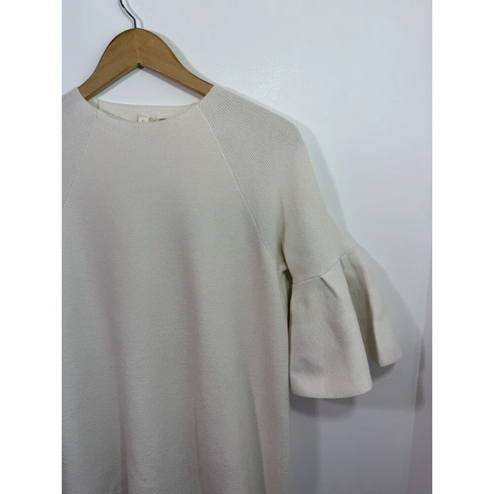 Moth Anthropologie Chester Dress Medium Ivory Off White Sweater Bell Sleeve - Picture 5 of 9